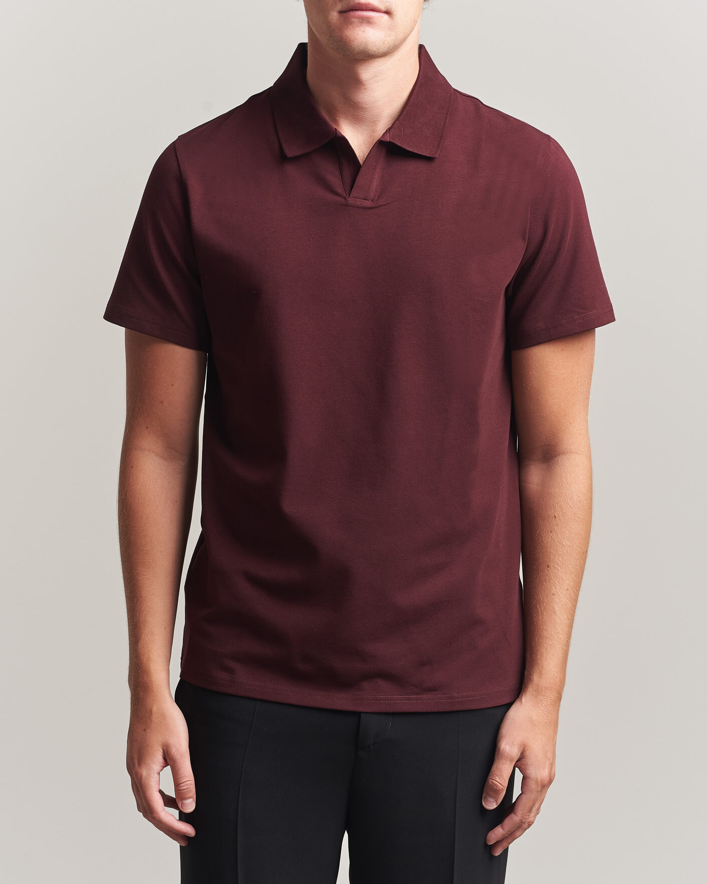 Herr | Pikéer | Filippa K | Soft Lycra Polo T-Shirt Dark Burgundy
