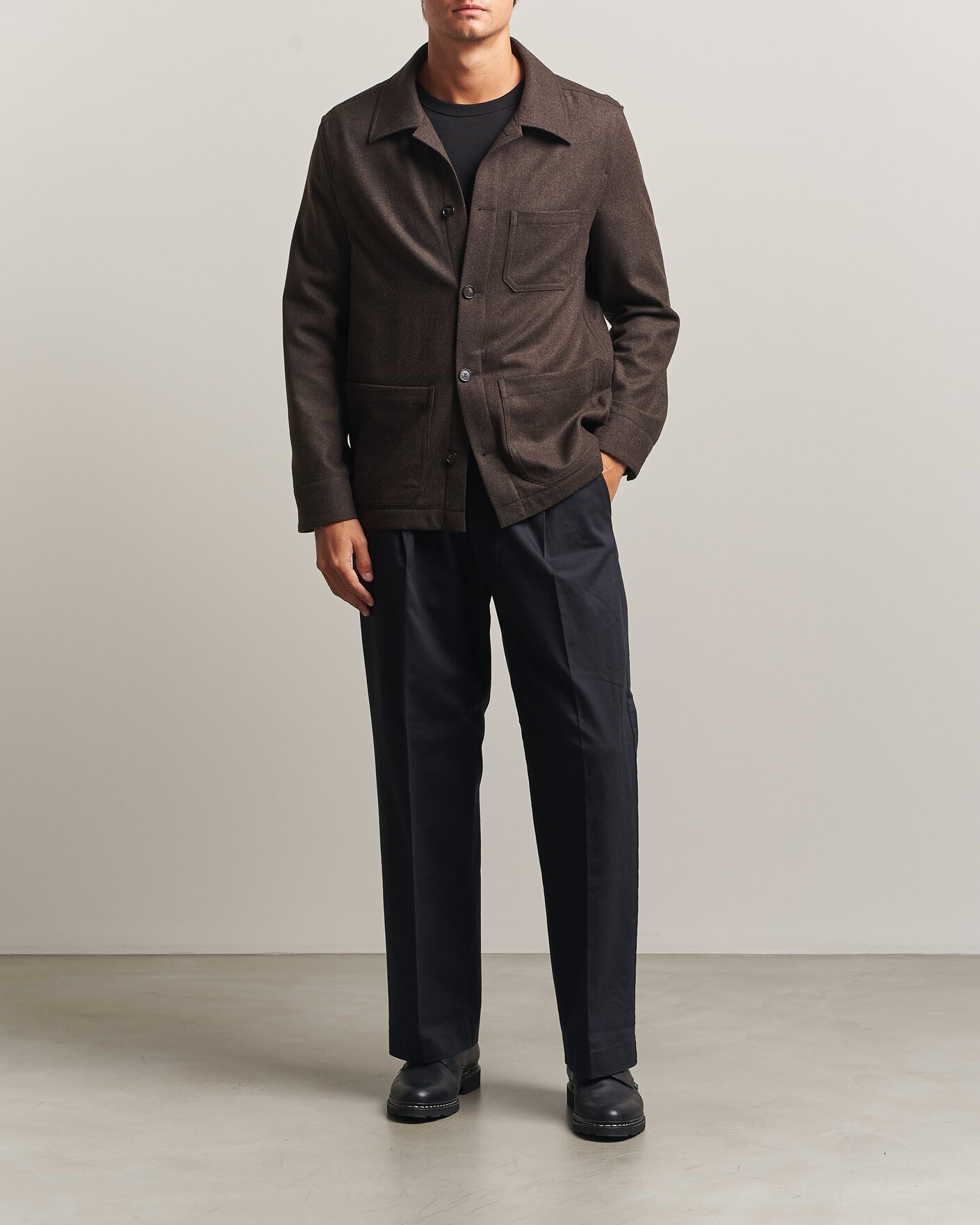 Herr | Skjortor | Filippa K | Taylor Flannel Overshirt Walnut Brown