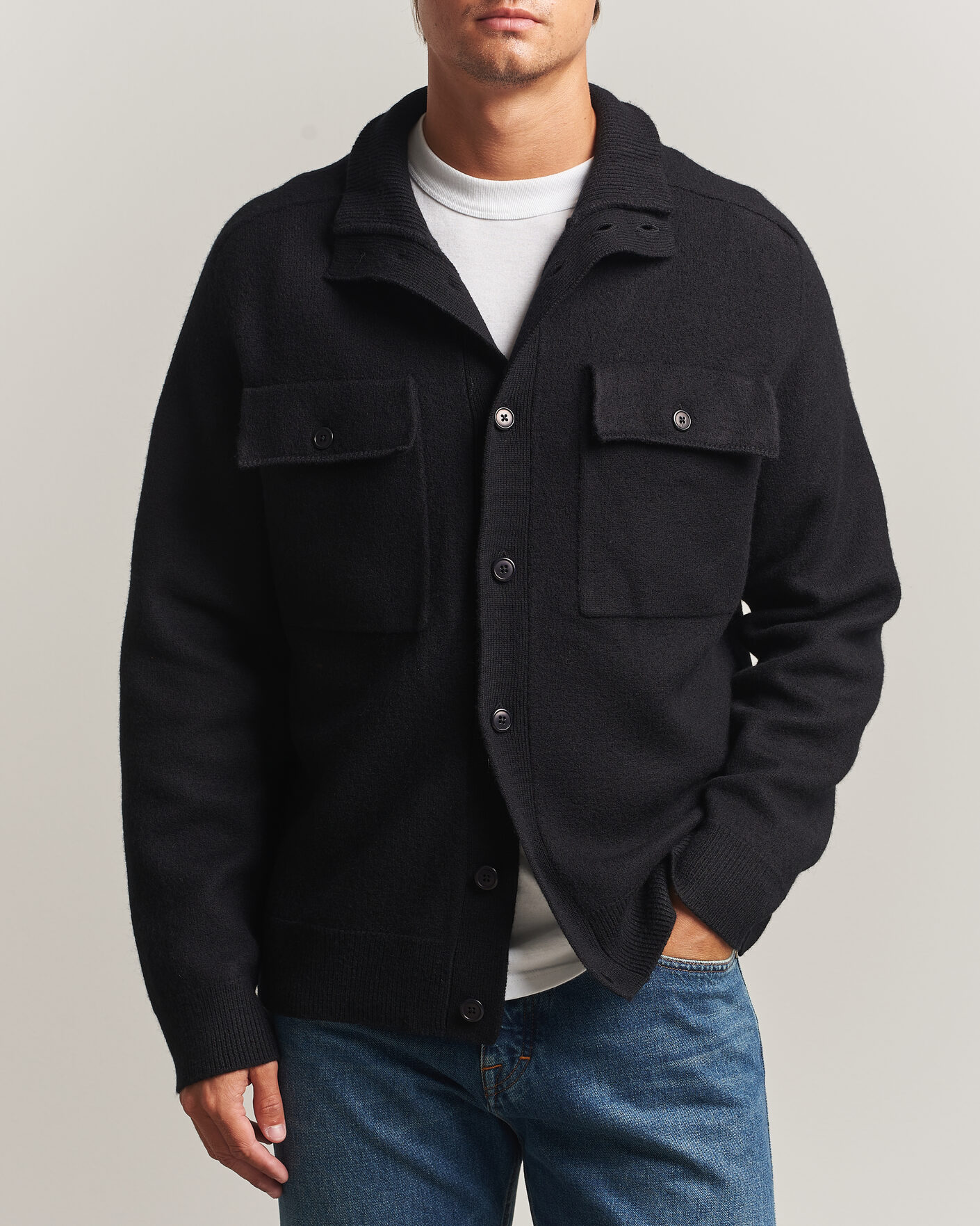 Herr | Tröjor | Filippa K | Wool Knitted Cardigan Black