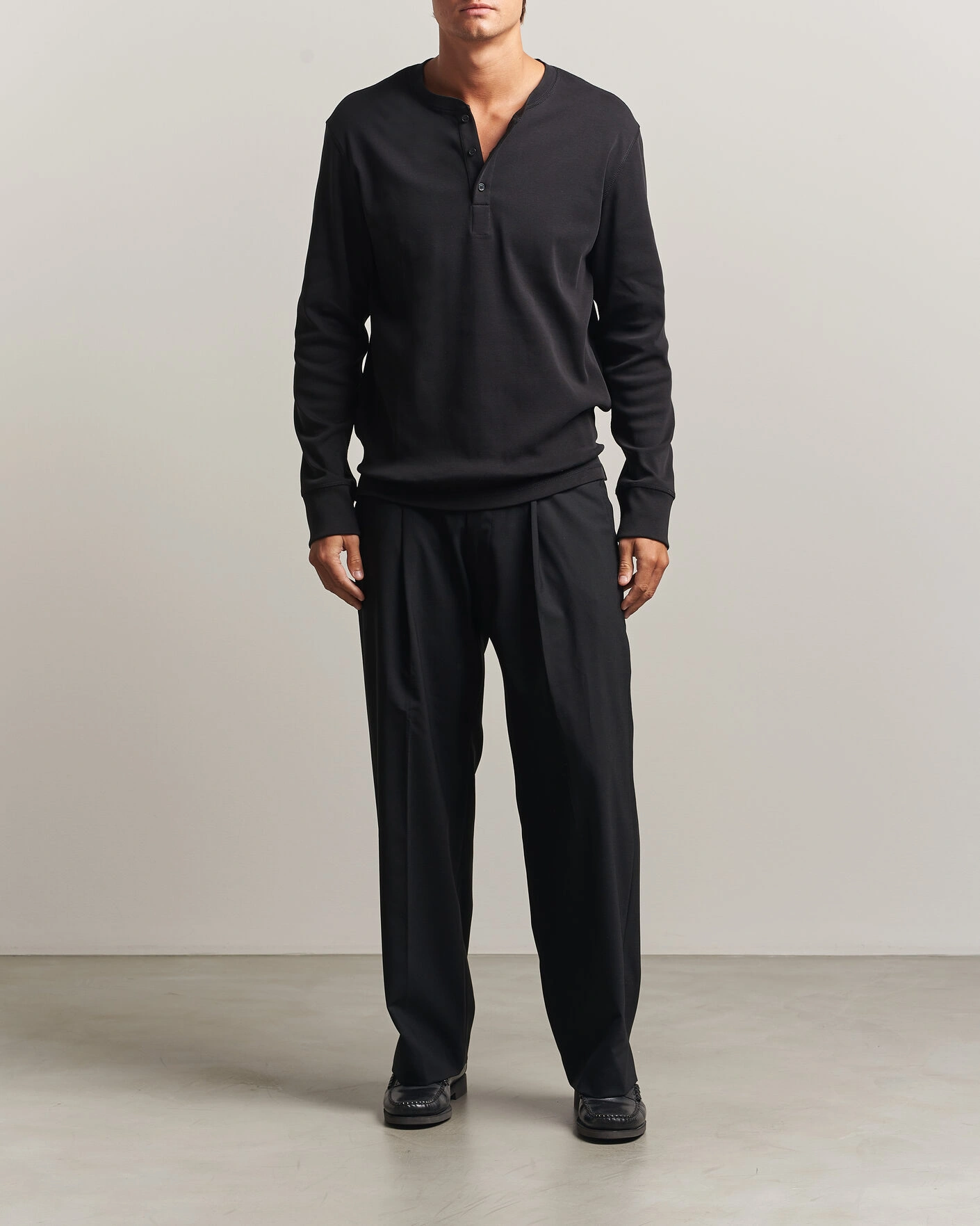 Herr | Tröjor | Filippa K | Cotton Rib Henley Black