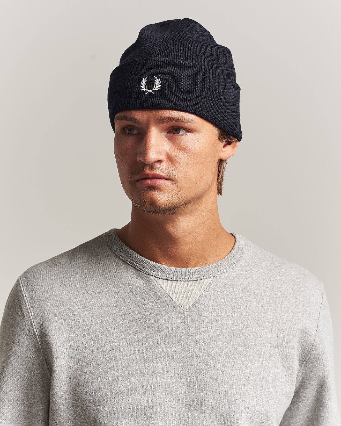 Herr | Mössor | Fred Perry | Merino Wool Beanie Navy