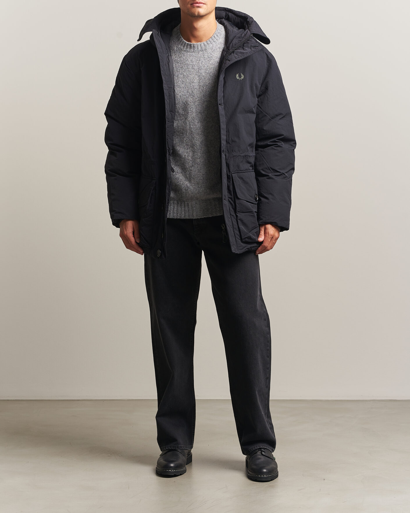 Herr | Jackor | Fred Perry | Padded Patch Pocket Parka Black