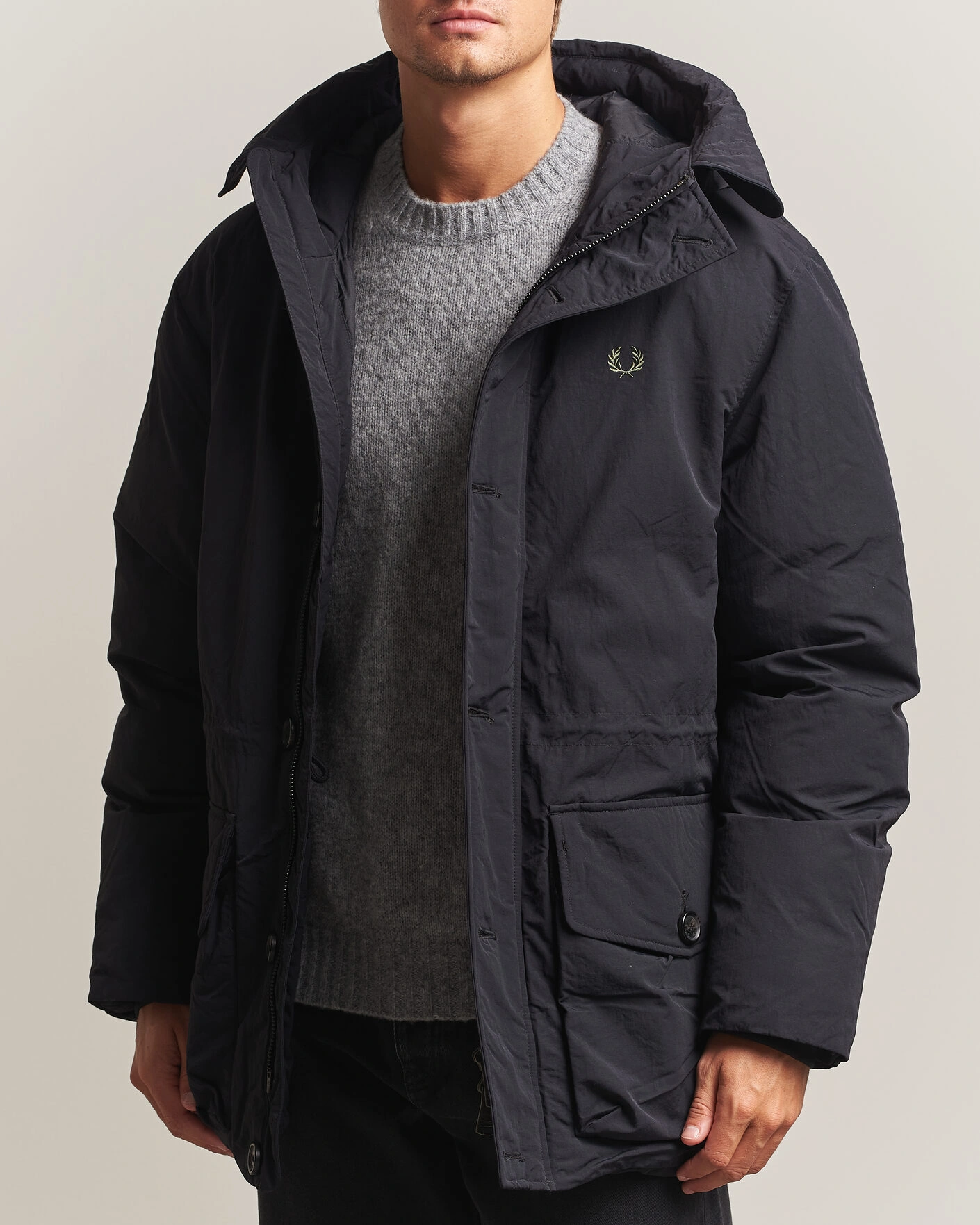 Herr | Jackor | Fred Perry | Padded Patch Pocket Parka Black