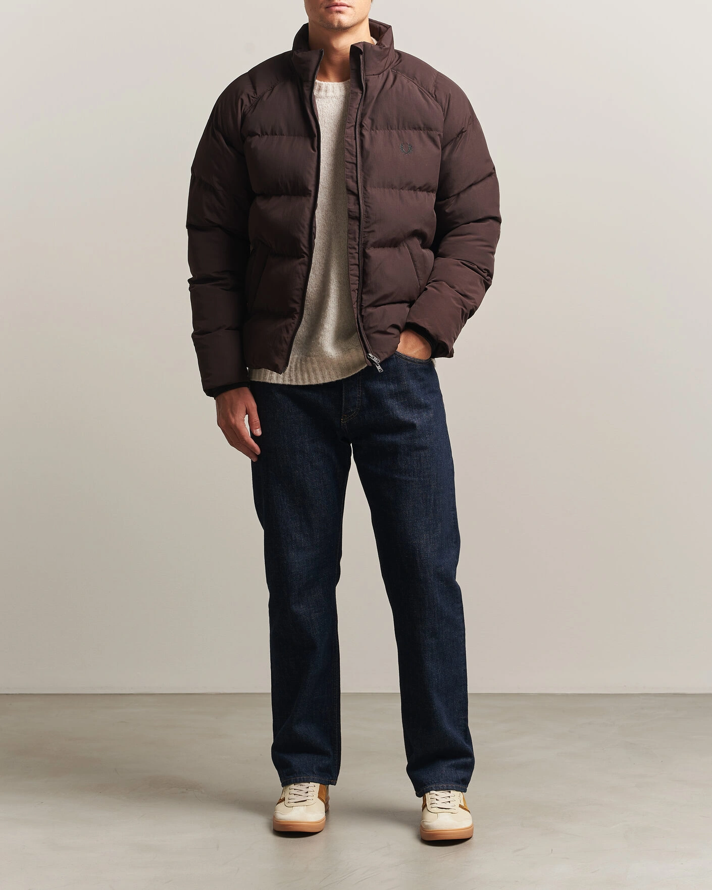 Herr | Jackor | Fred Perry | Raglan Sleeve Padded Jacket Rich Brown