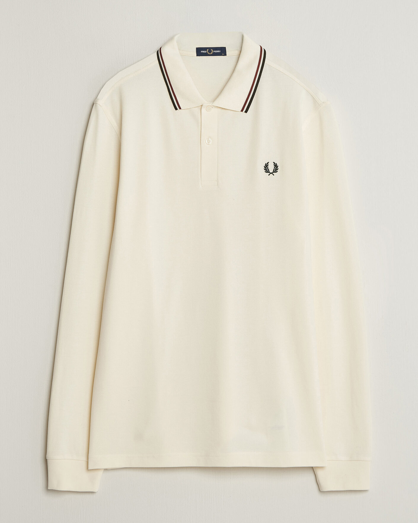 Herr | Pikéer | Fred Perry | Twin Tipped Long Sleeve Polo Shirt Ecru