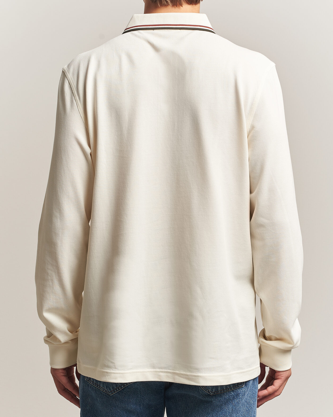 Herr | Pikéer | Fred Perry | Twin Tipped Long Sleeve Polo Shirt Ecru