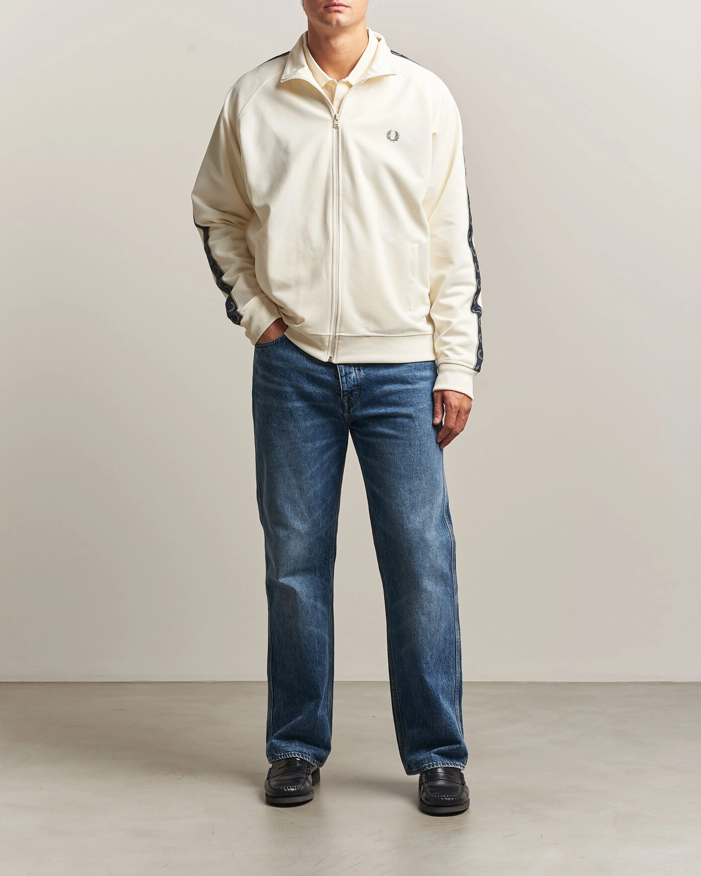 Herr | Tröjor | Fred Perry | Taped Track Jacket Ecru