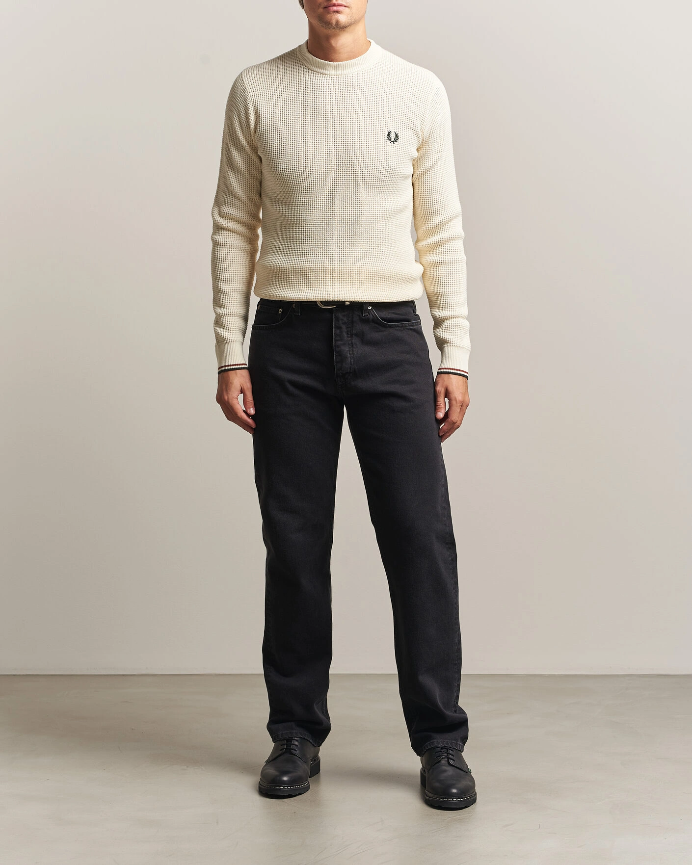 Herr | Tröjor | Fred Perry | Waffle Stitch Jumper Ecru