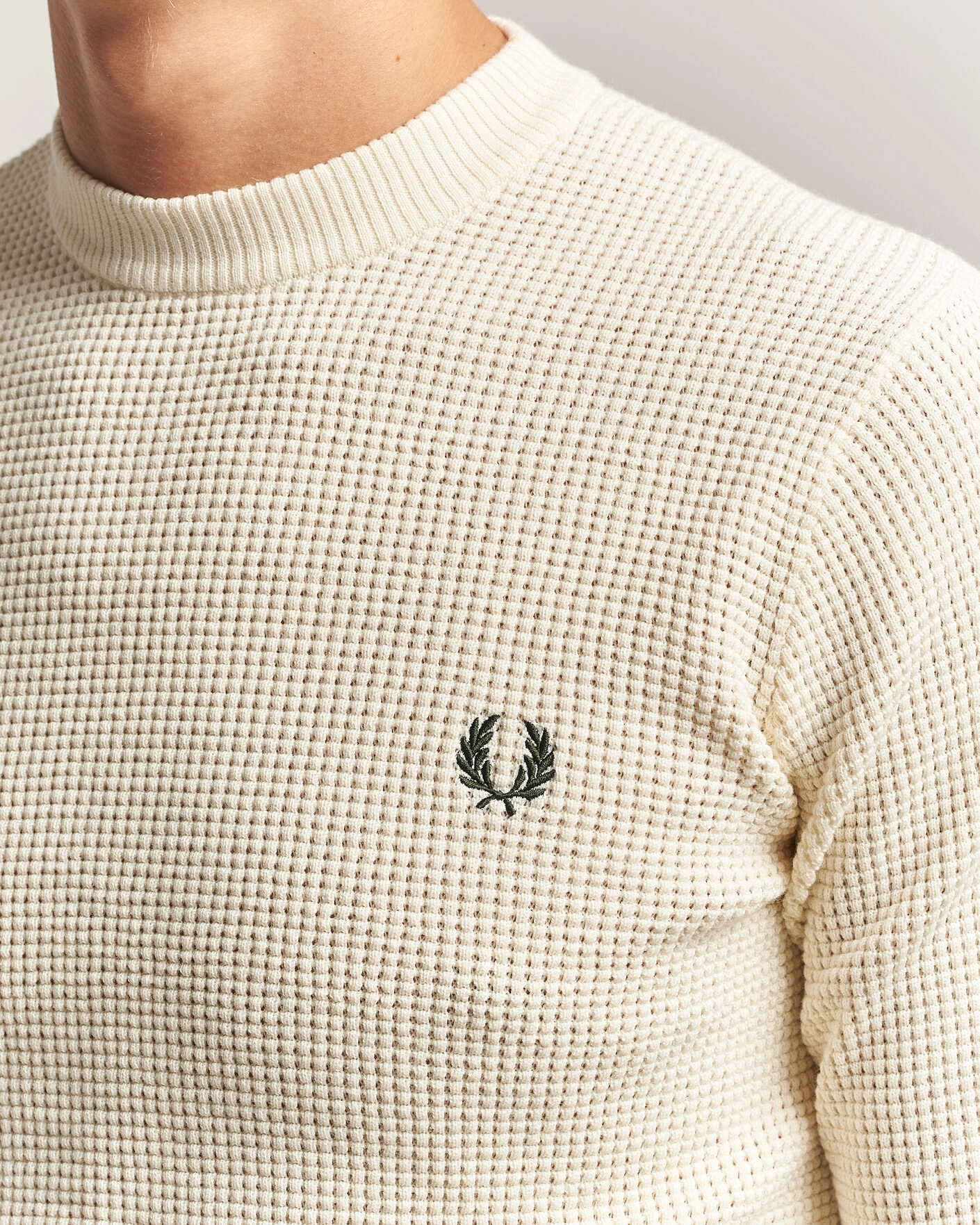 Herr | Tröjor | Fred Perry | Waffle Stitch Jumper Ecru