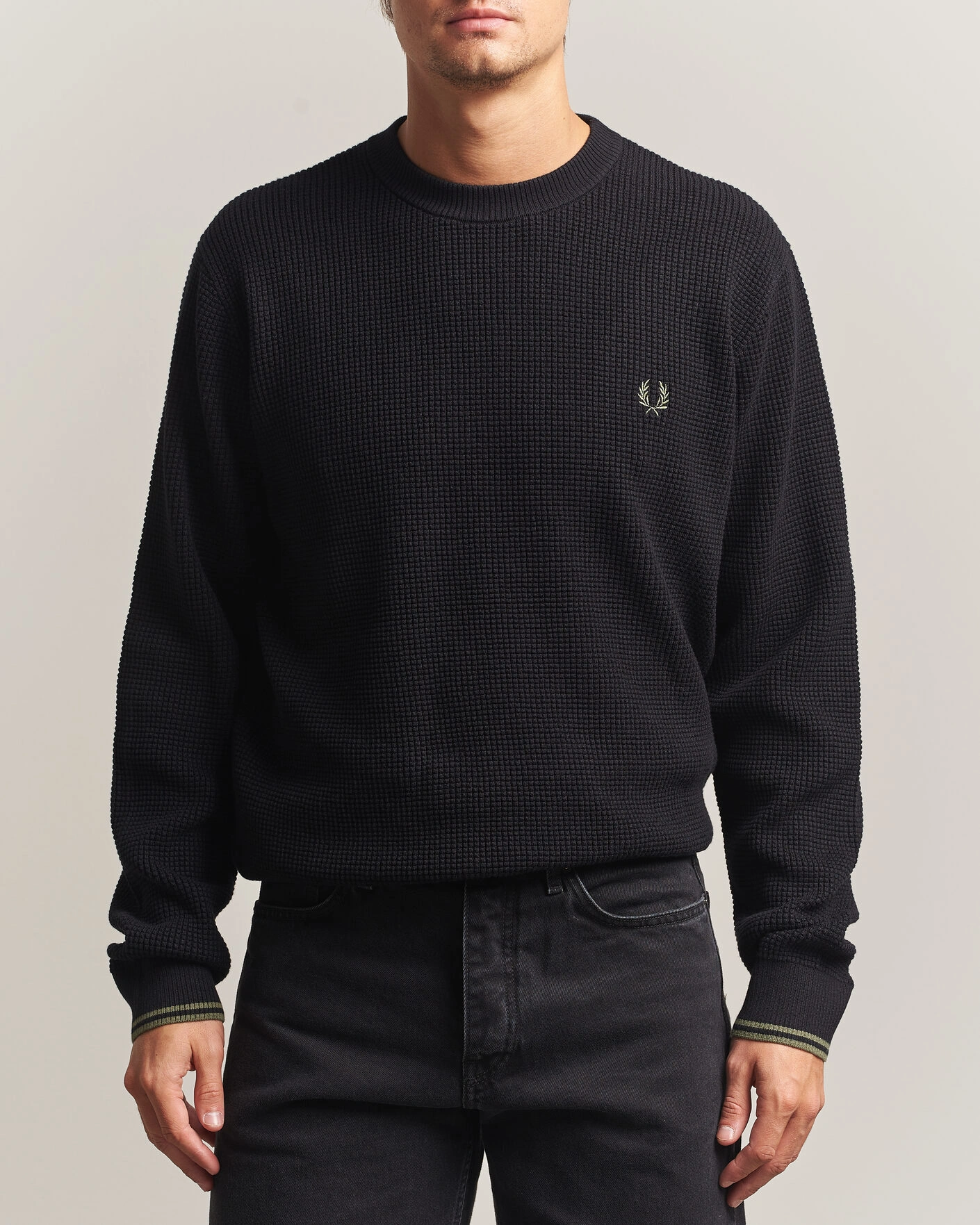 Herr | Tröjor | Fred Perry | Waffle Stitch Jumper Black