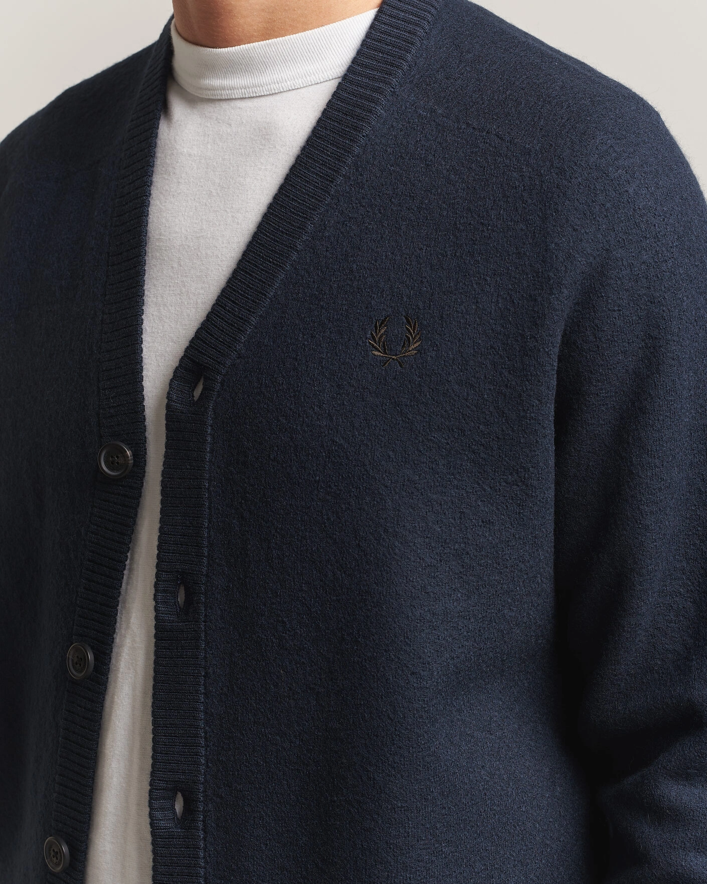 Herr | Tröjor | Fred Perry | Wool Saddle Sleeve Cardigan Navy