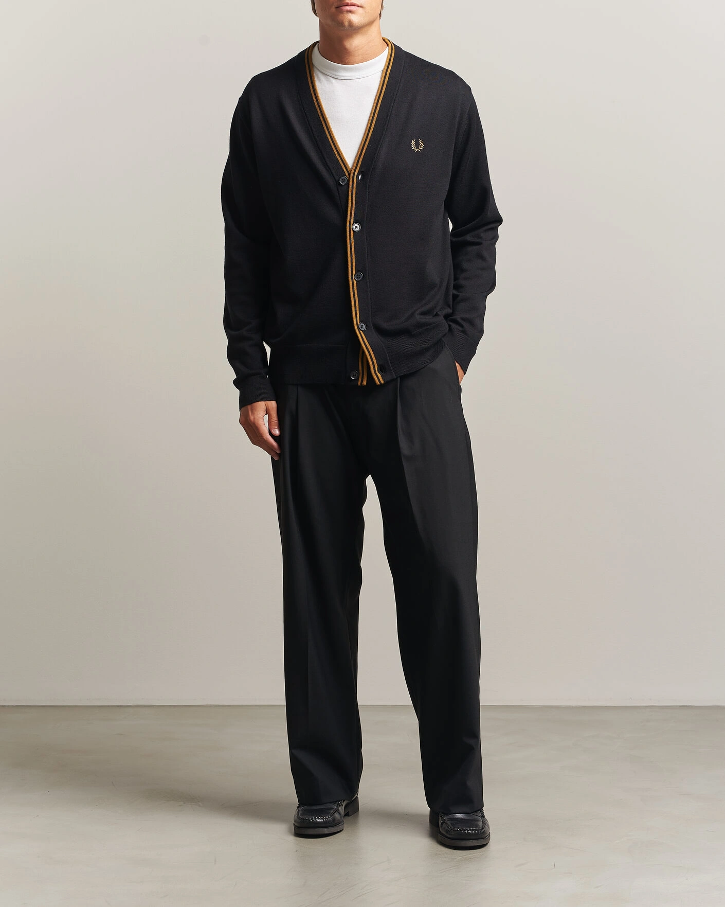 Herr | Tröjor | Fred Perry | Classic Knitted Cardigan Black