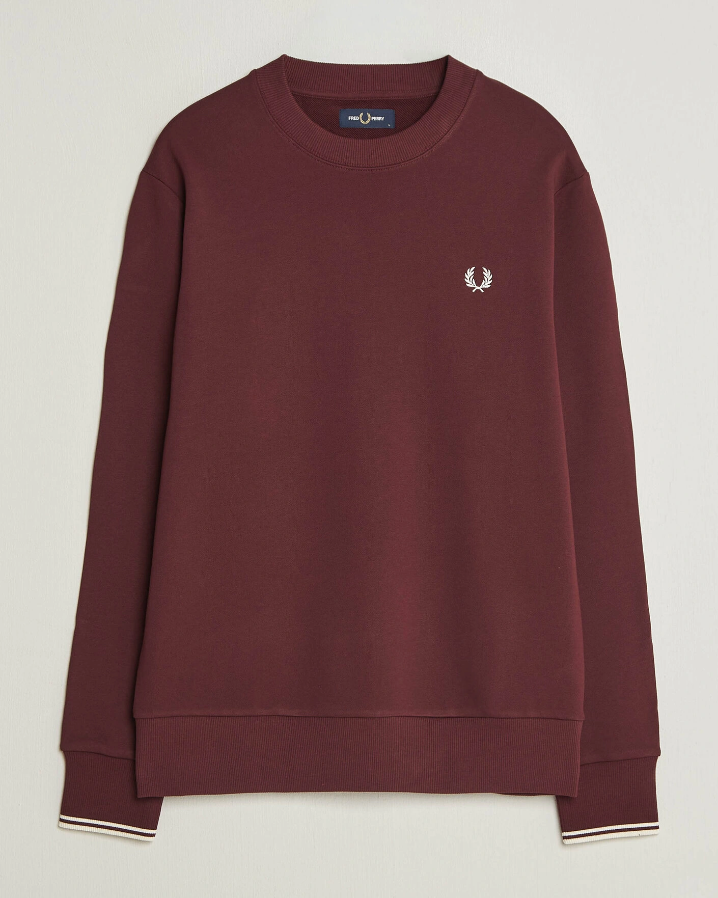 Herr | Tröjor | Fred Perry | Crew Neck Sweatshirt Oxblood