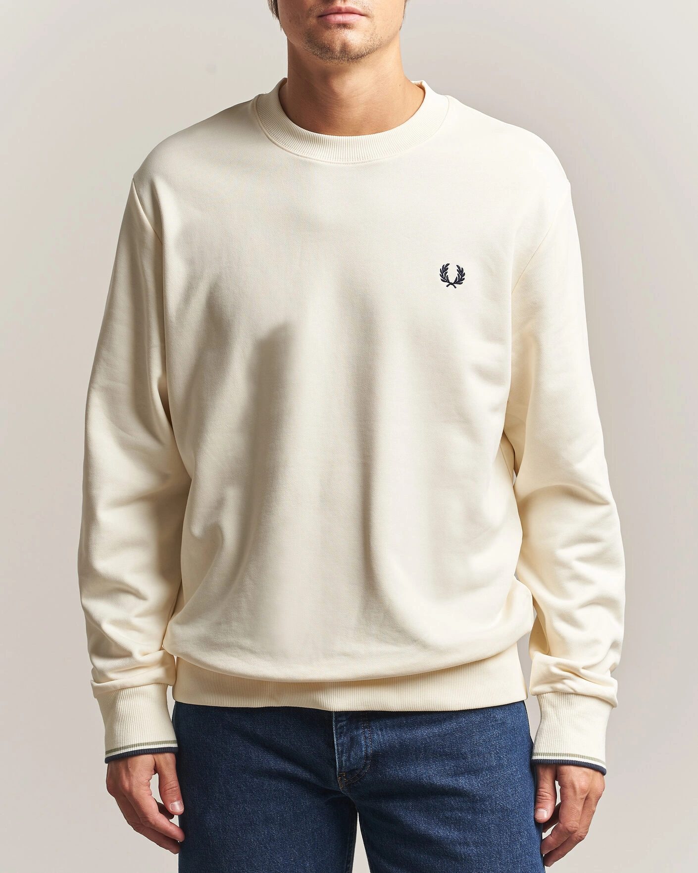 Herr | Tröjor | Fred Perry | Crew Neck Sweatshirt Ecru