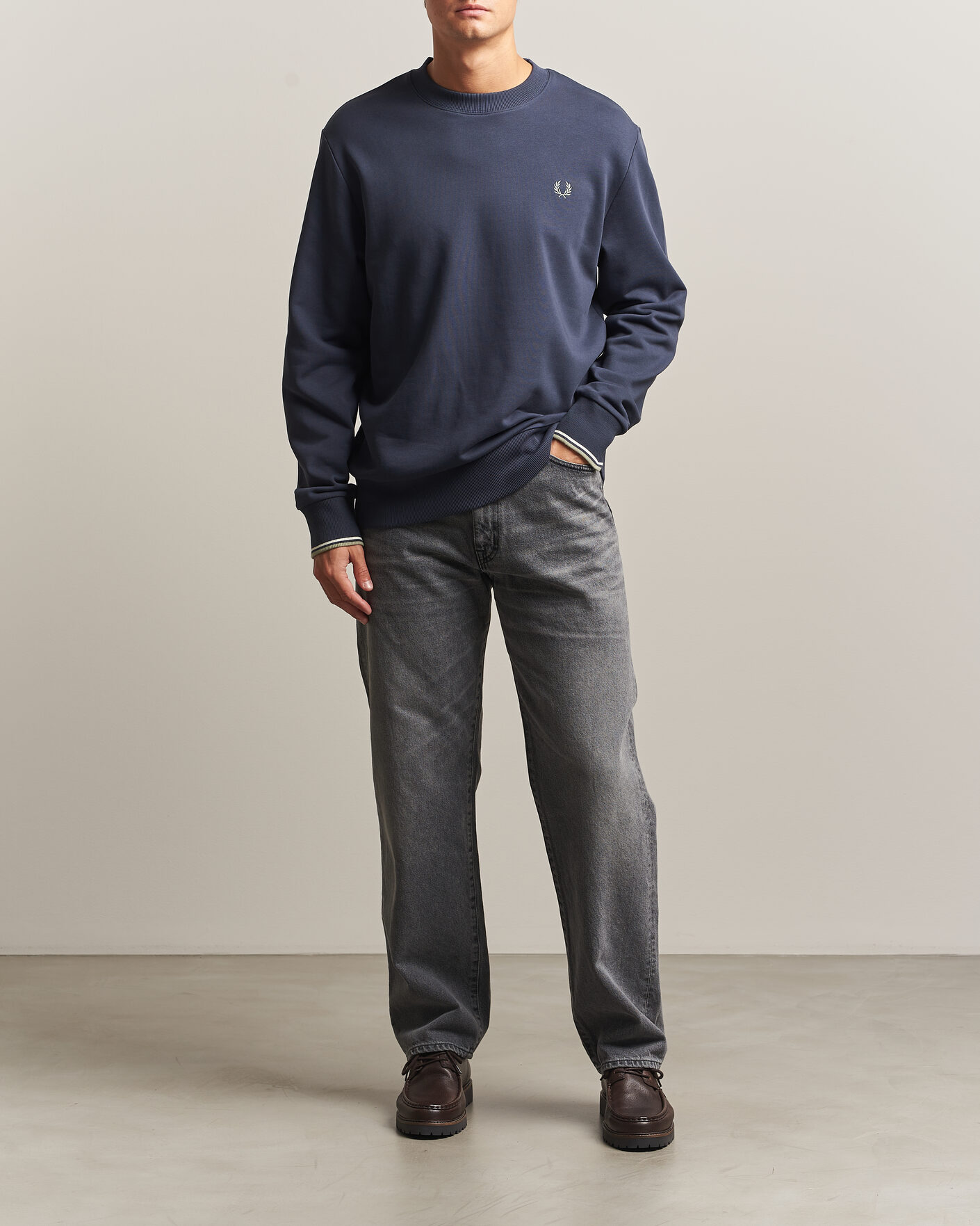 Herr | Tröjor | Fred Perry | Crew Neck Sweatshirt Dark Airforce