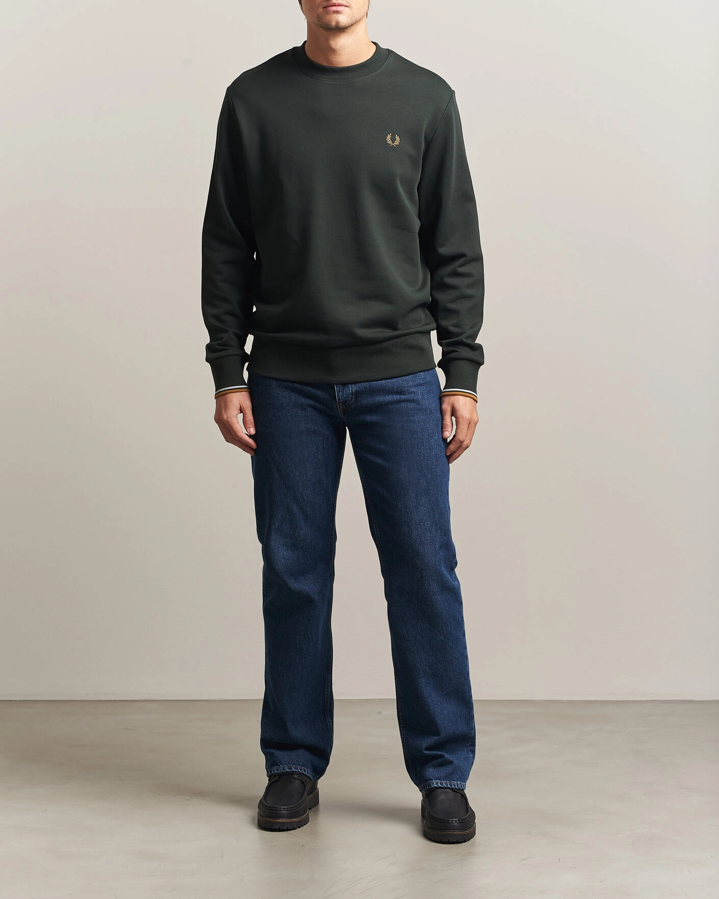 Herr | Tröjor | Fred Perry | Crew Neck Sweatshirt Night Green