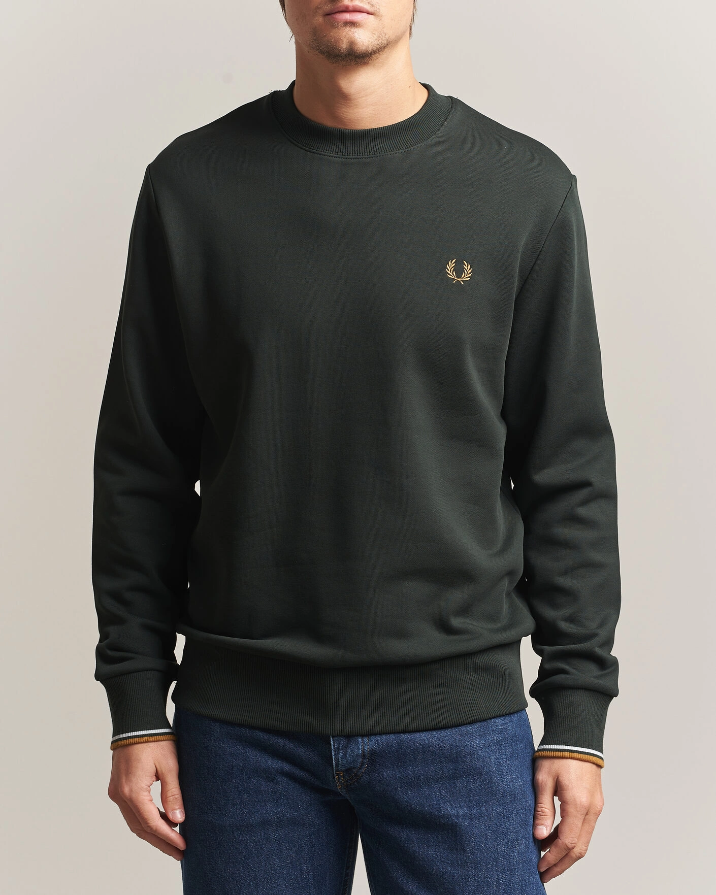 Herr | Tröjor | Fred Perry | Crew Neck Sweatshirt Night Green