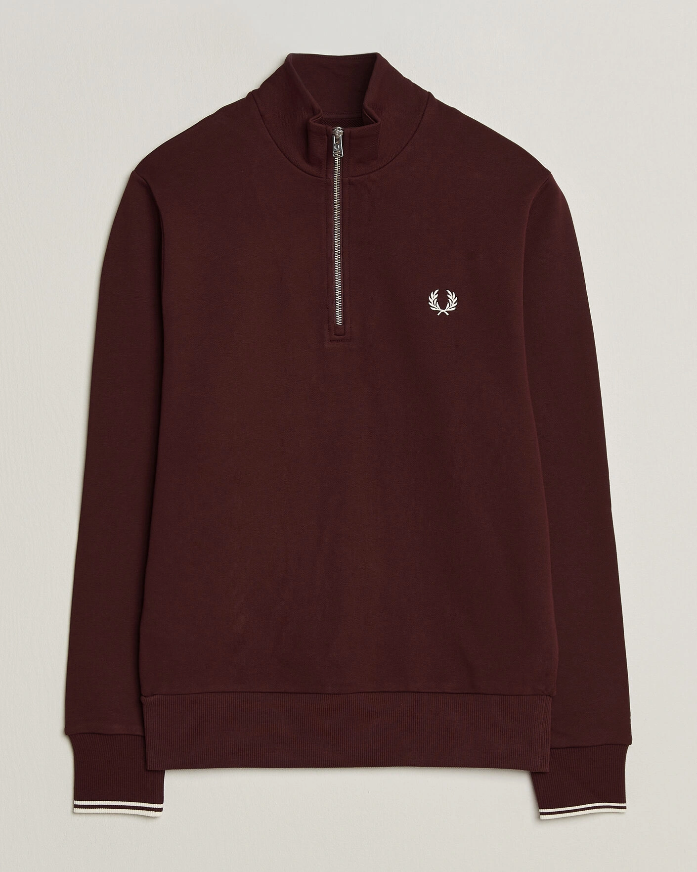 Herr | Tröjor | Fred Perry | Half Zip Sweatshirt Oxblood