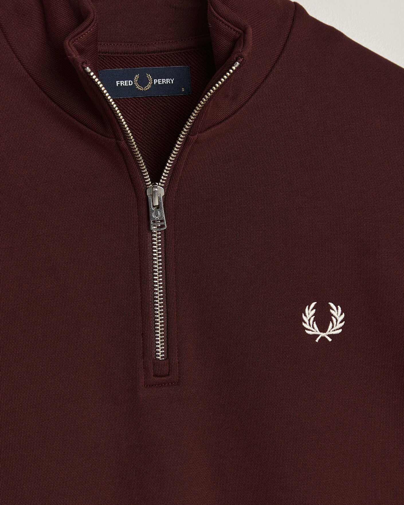 Herr | Tröjor | Fred Perry | Half Zip Sweatshirt Oxblood