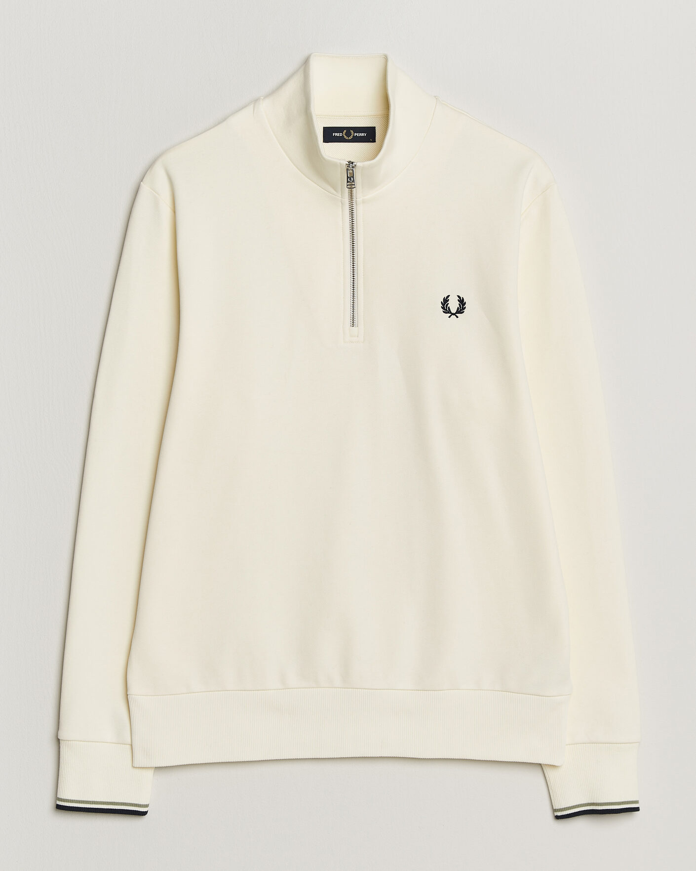 Herr | Tröjor | Fred Perry | Half Zip Sweatshirt Ecru