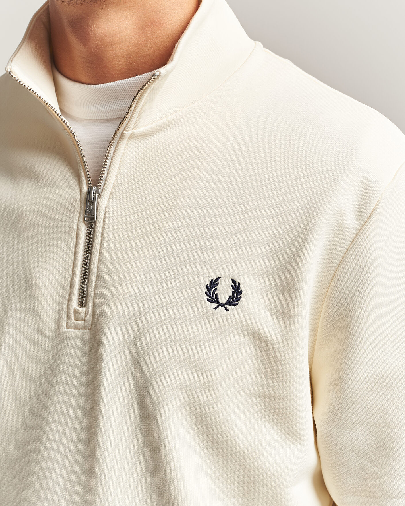 Herr | Tröjor | Fred Perry | Half Zip Sweatshirt Ecru