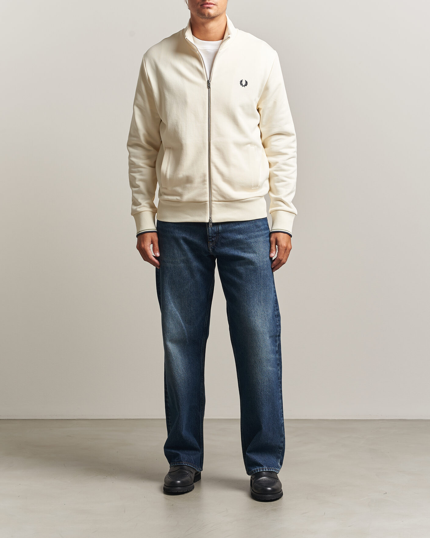 Herr | Tröjor | Fred Perry | Full Zip Sweatshirt Ecru