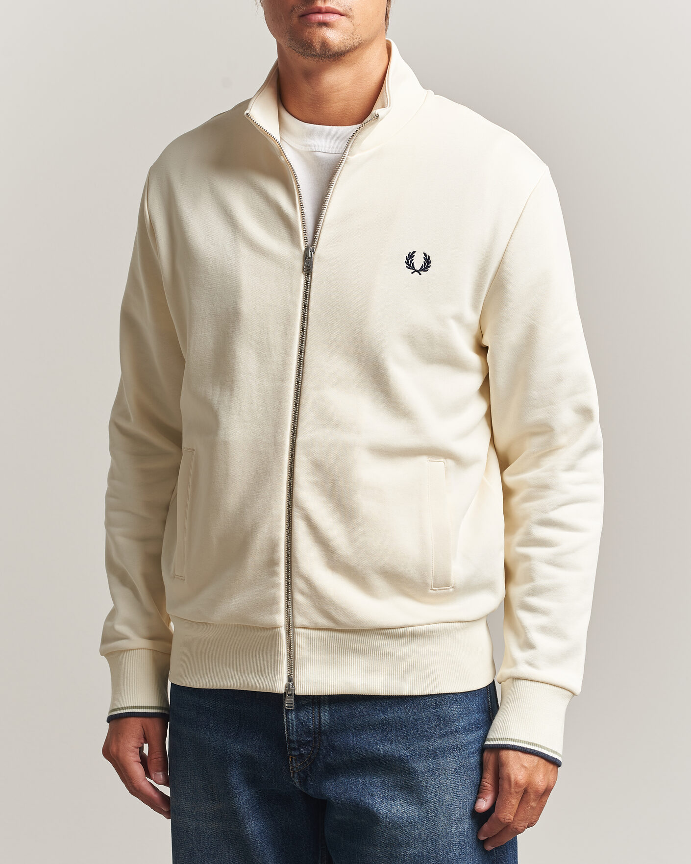 Herr | Tröjor | Fred Perry | Full Zip Sweatshirt Ecru