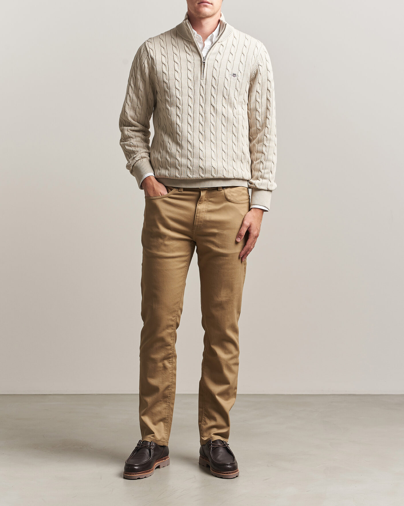 Herr | Byxor | Gant | Regular Fit Soft Twill 5-Pocket Pants Light Taupe