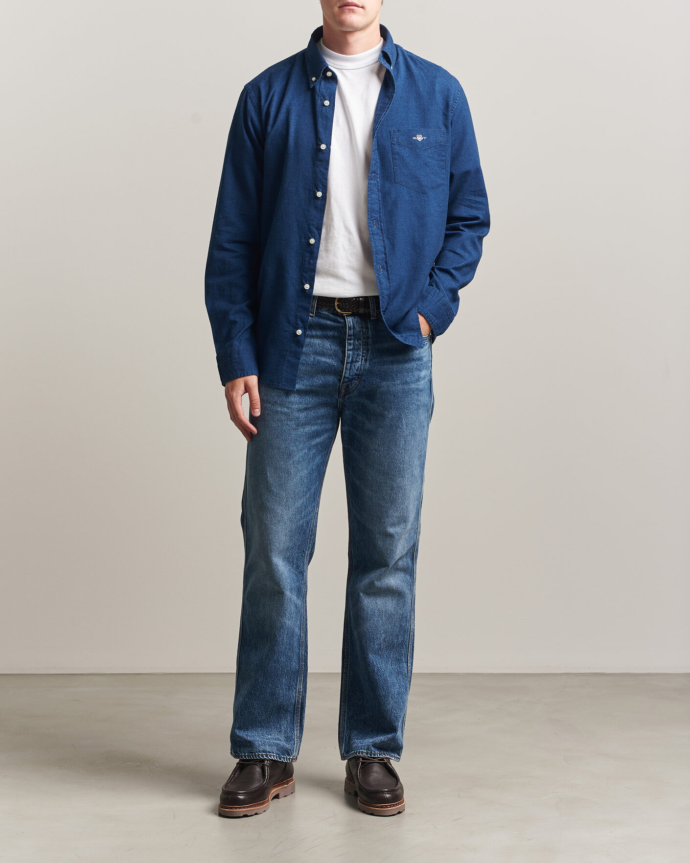 Herr | Skjortor | Gant | Regular Fit Indigo Oxford Shirt Dark Blue