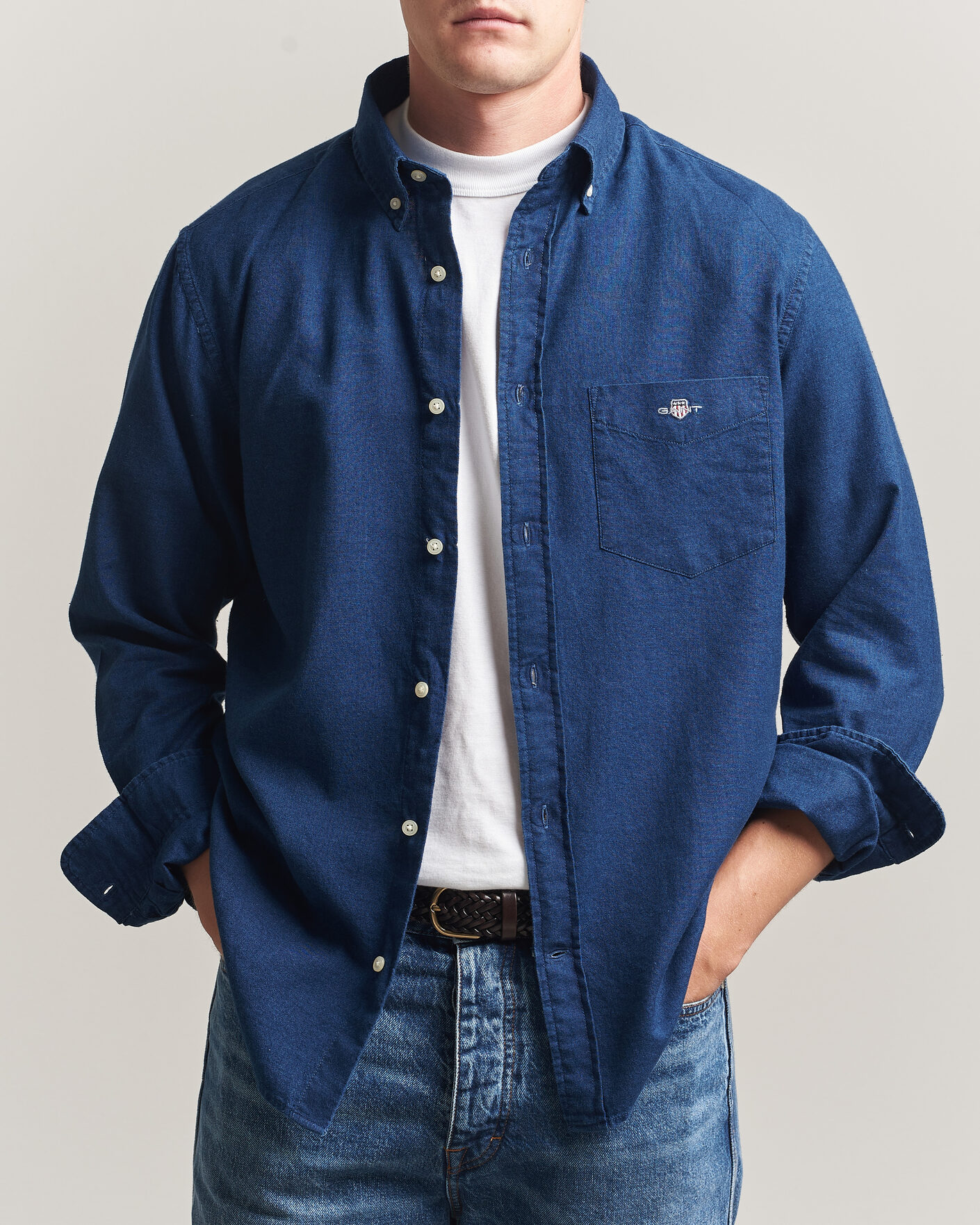 Herr | Skjortor | Gant | Regular Fit Indigo Oxford Shirt Dark Blue