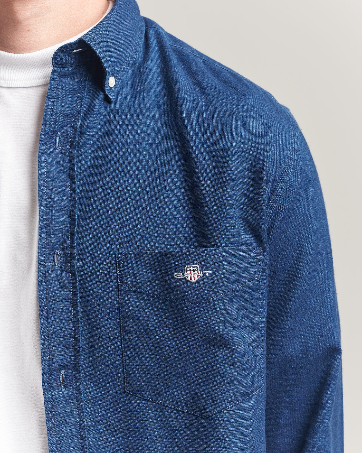 Herr | Skjortor | Gant | Regular Fit Indigo Oxford Shirt Dark Blue