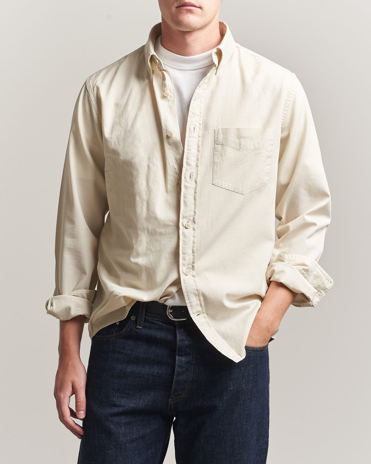 Herr | Skjortor | Gant | Regular Fit Garment Dyed Twill Shirt Sand