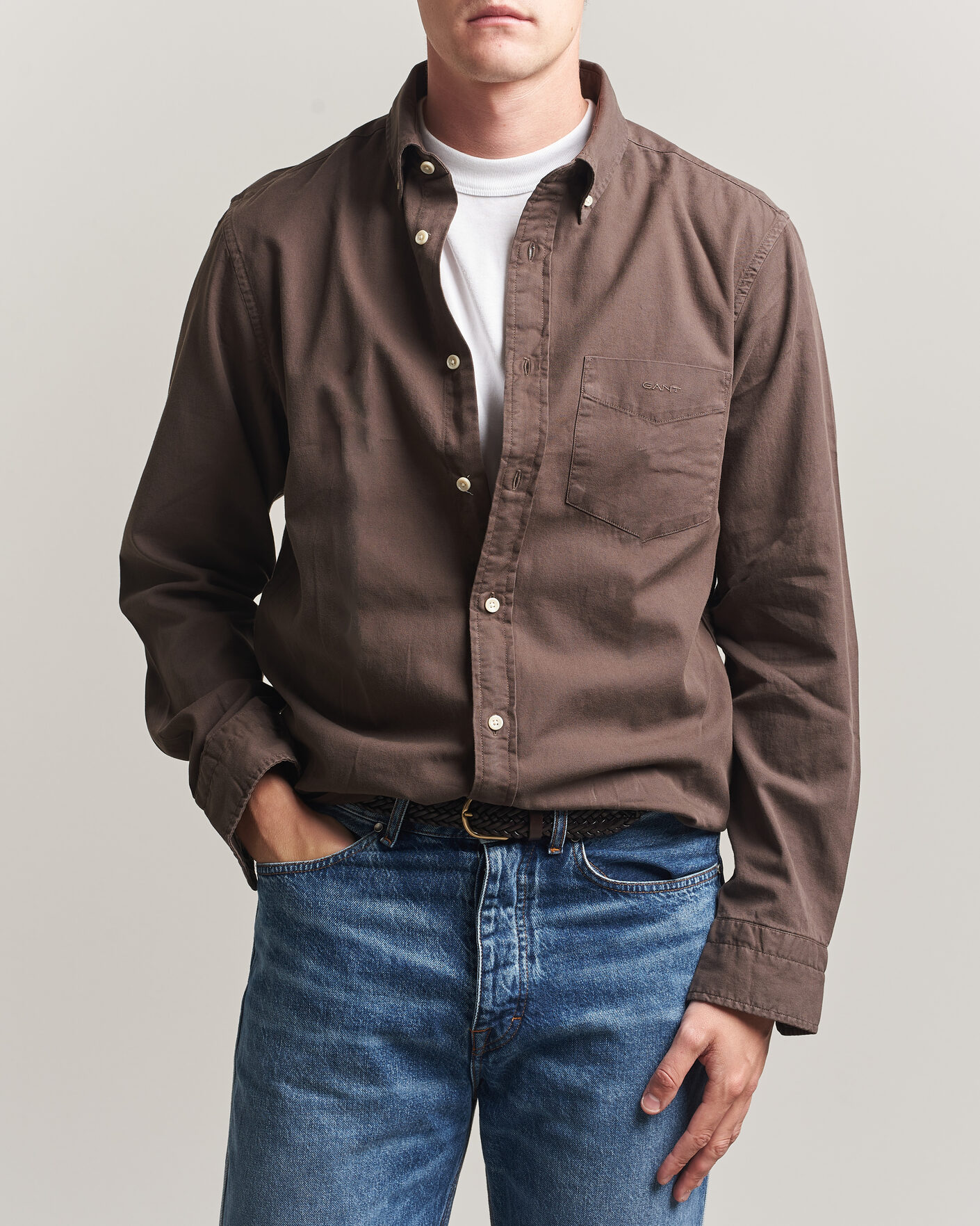 Herr | Skjortor | Gant | Regular Fit Garment Dyed Twill Shirt Shadow Brown