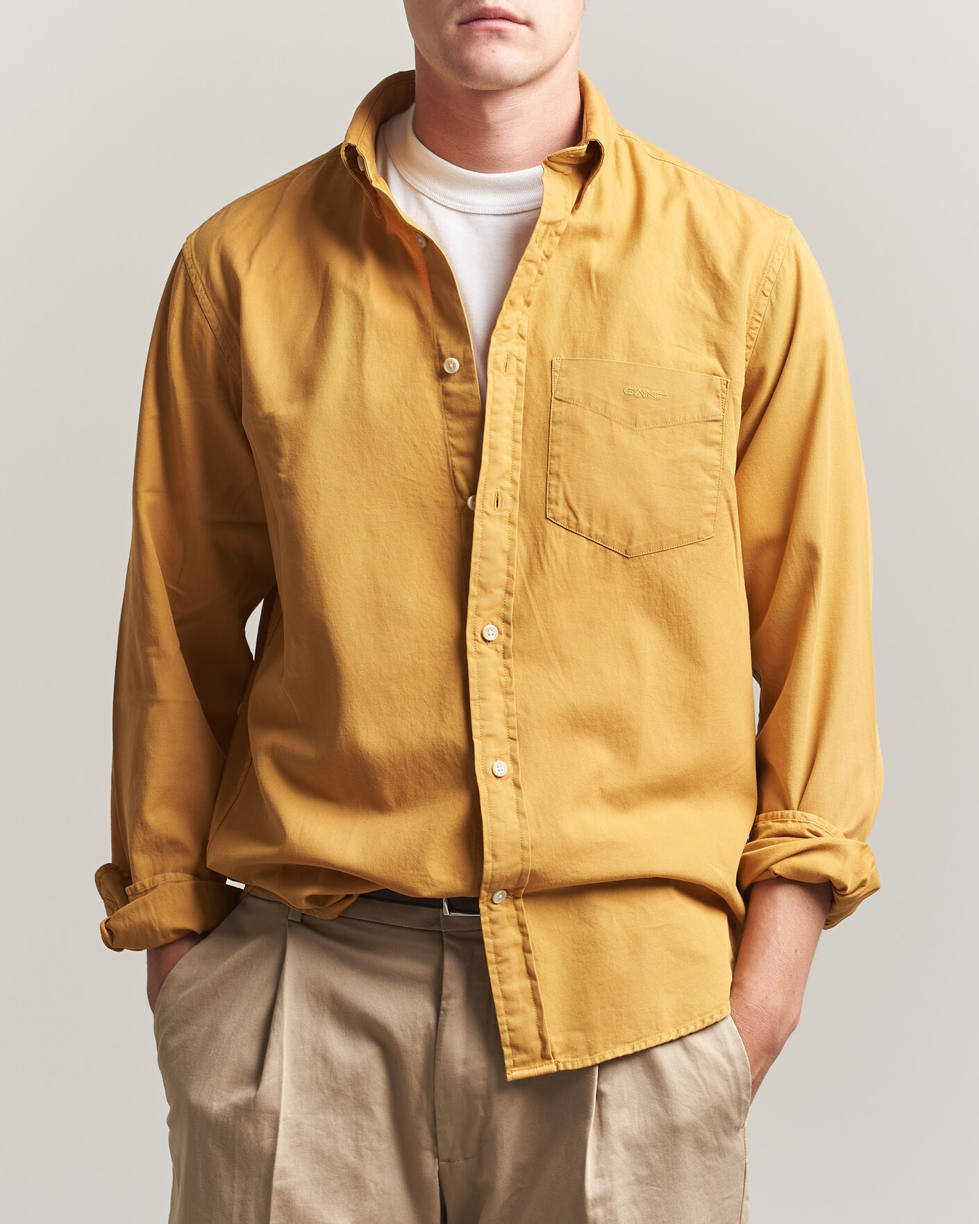 Herr | Skjortor | Gant | Regular Fit Garment Dyed Twill Shirt Turmeric Shine