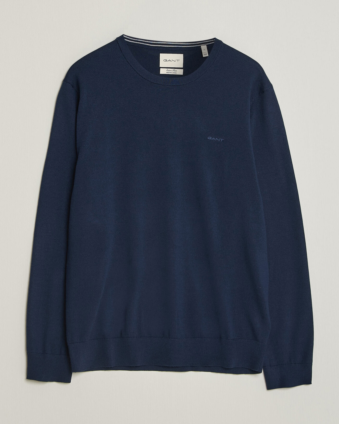 Herr | Tröjor | Gant | Extrafine Merino Knitted Crew Neck Marine