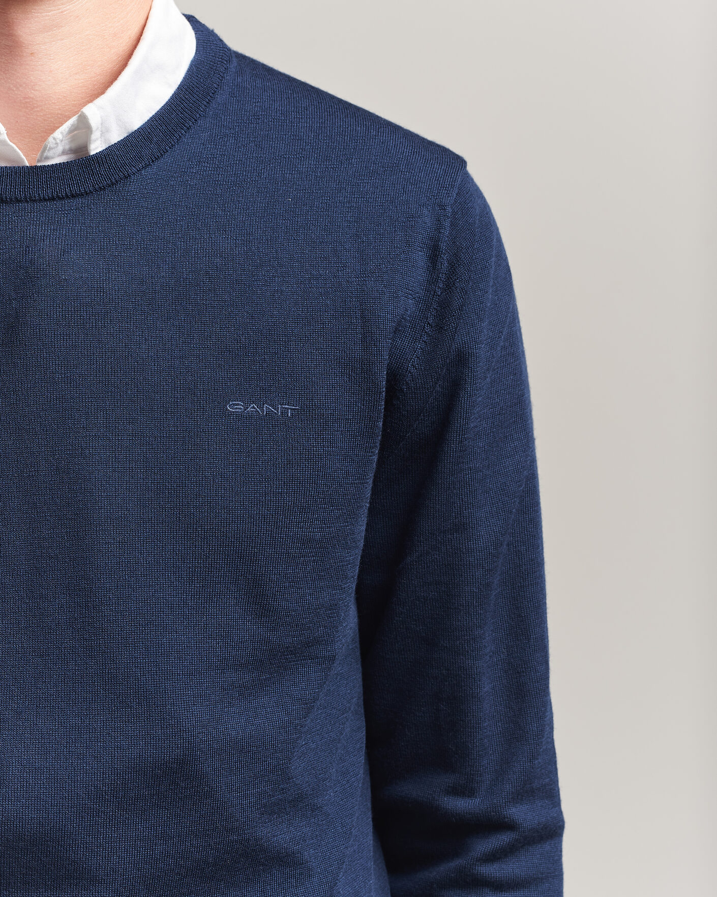 Herr | Tröjor | Gant | Extrafine Merino Knitted Crew Neck Marine