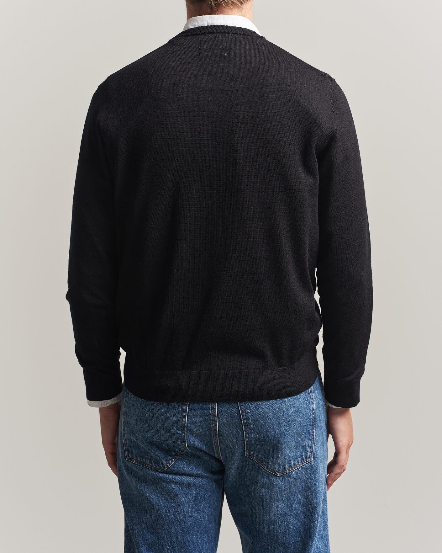 Herr | Tröjor | Gant | Extrafine Merino Knitted Crew Neck Black