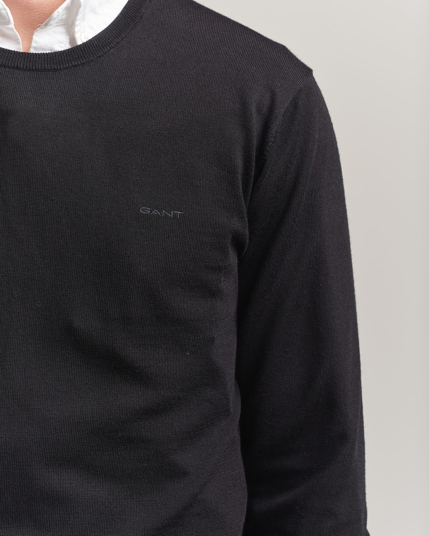 Herr | Tröjor | Gant | Extrafine Merino Knitted Crew Neck Black