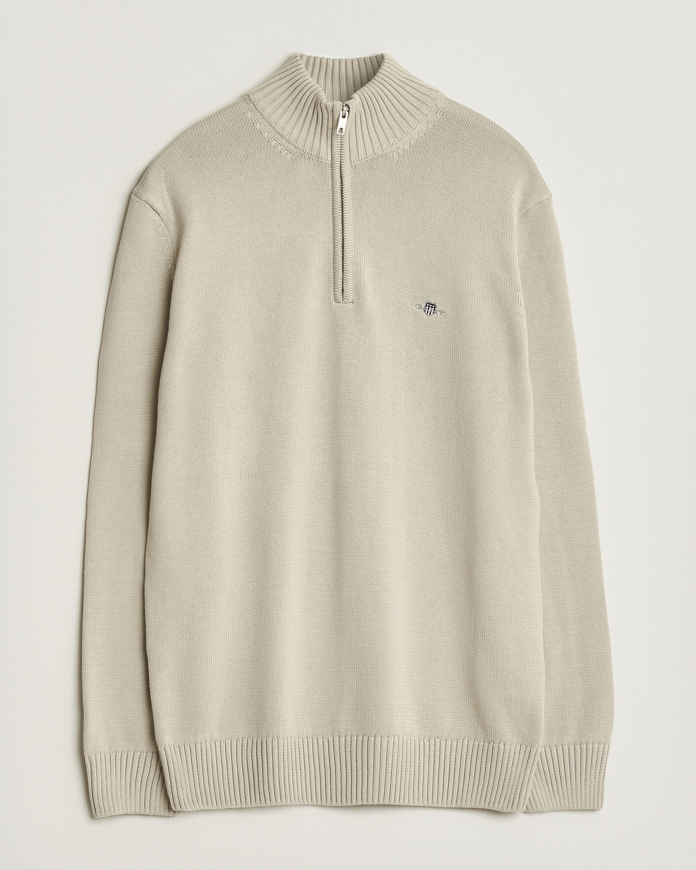 Herr | Tröjor | Gant | Casual Cotton Knitted Half Zip Clay Beige
