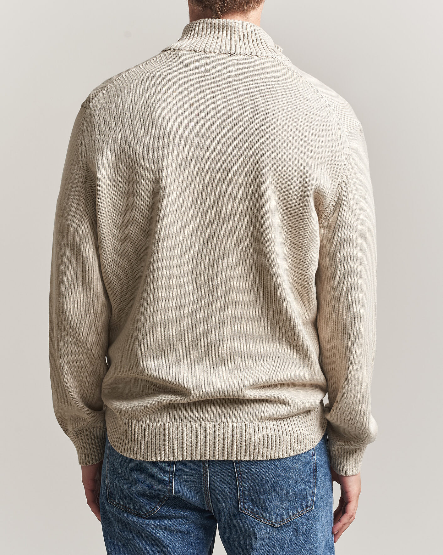 Herr | Tröjor | Gant | Casual Cotton Knitted Half Zip Clay Beige