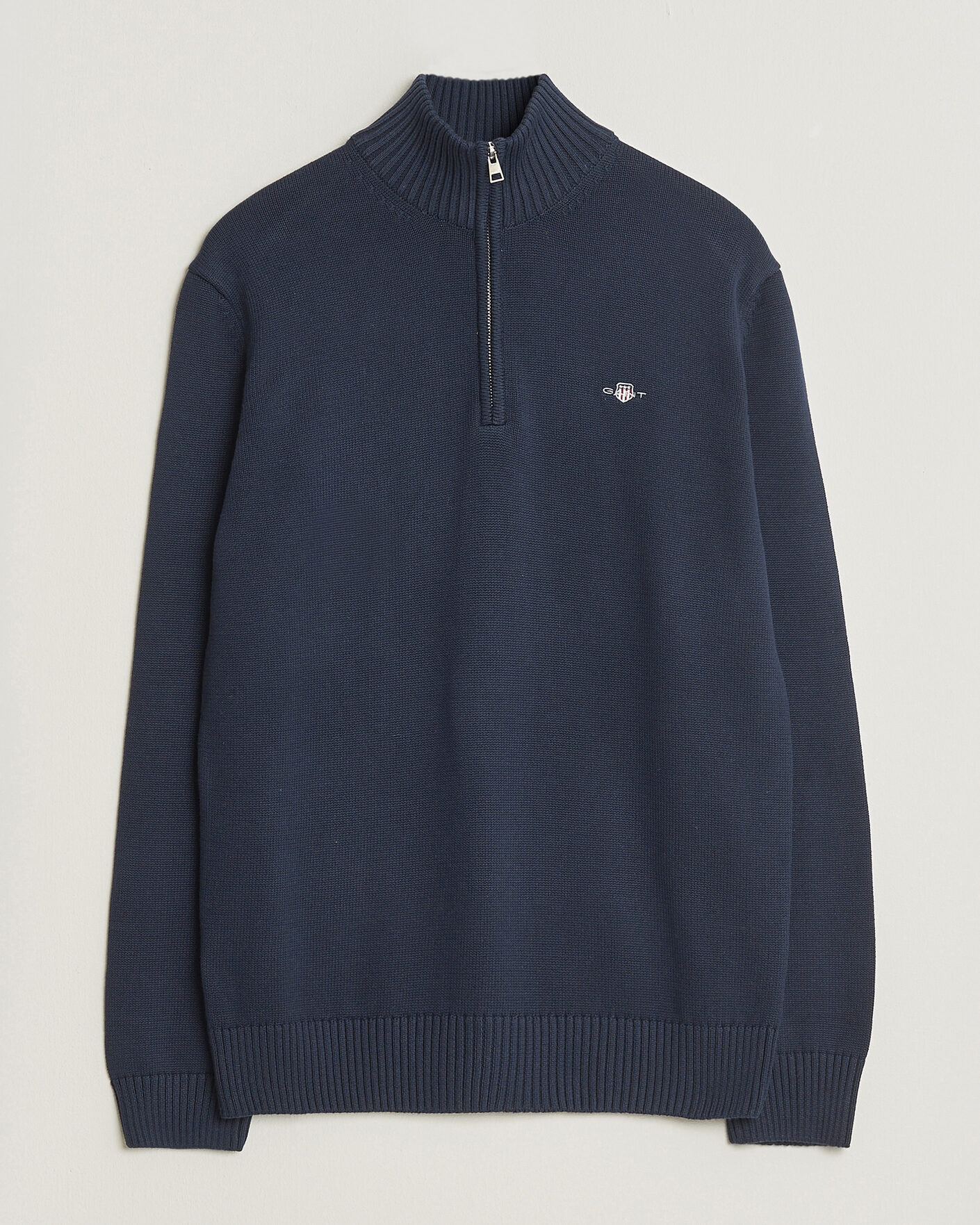 Herr | Tröjor | Gant | Casual Cotton Knitted Half Zip Evening Blue