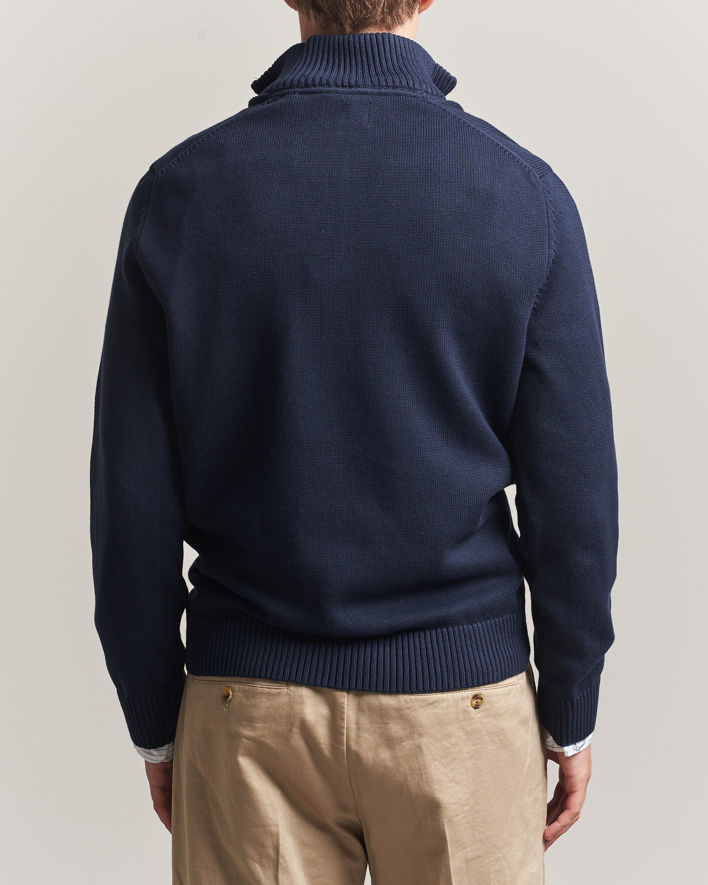 Herr | Tröjor | Gant | Casual Cotton Knitted Half Zip Evening Blue