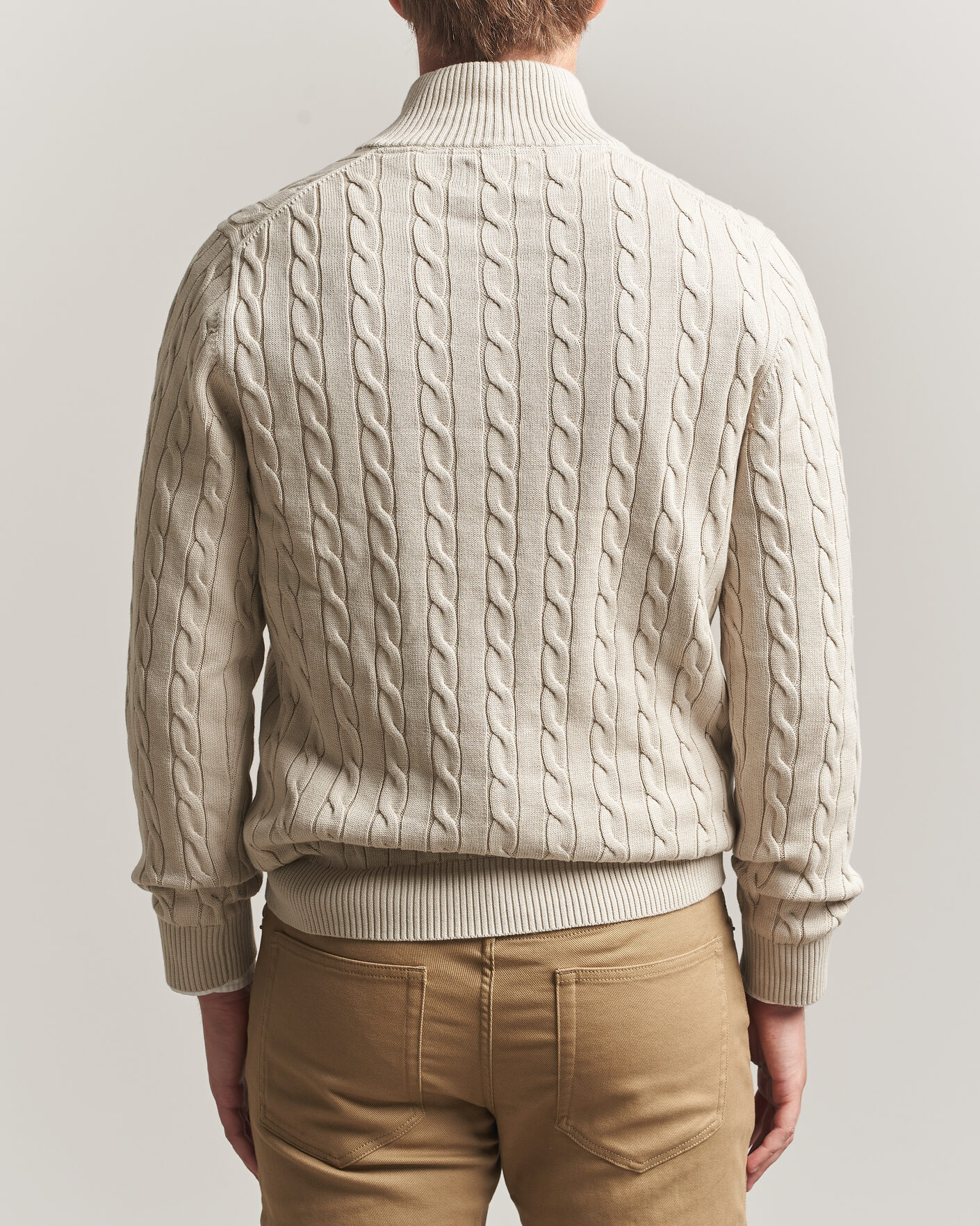 Herr | Tröjor | Gant | Cotton Cable Half Zip Clay Beige