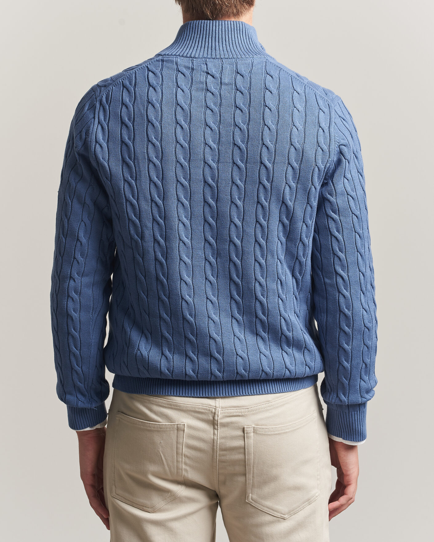Herr | Tröjor | Gant | Cotton Cable Half Zip Blue Horizon