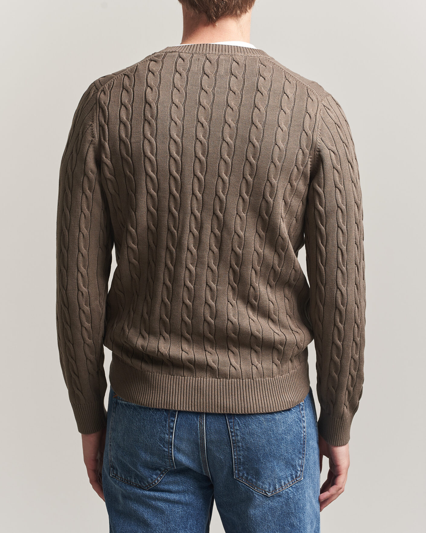 Herr | Tröjor | Gant | Cotton Cable Crew Neck Faded Taupe