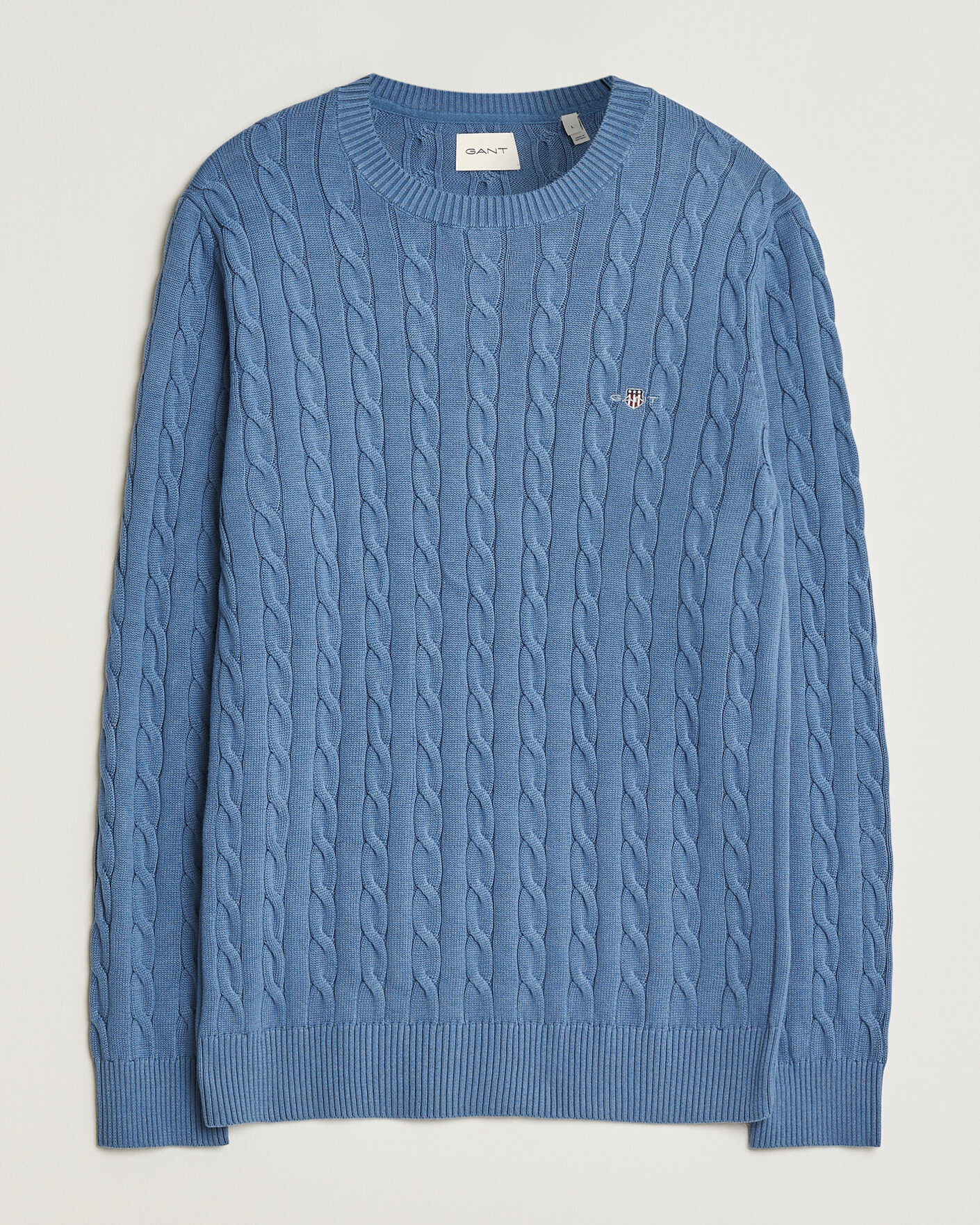 Herr | Tröjor | Gant | Cotton Cable Crew Neck Blue Horizon