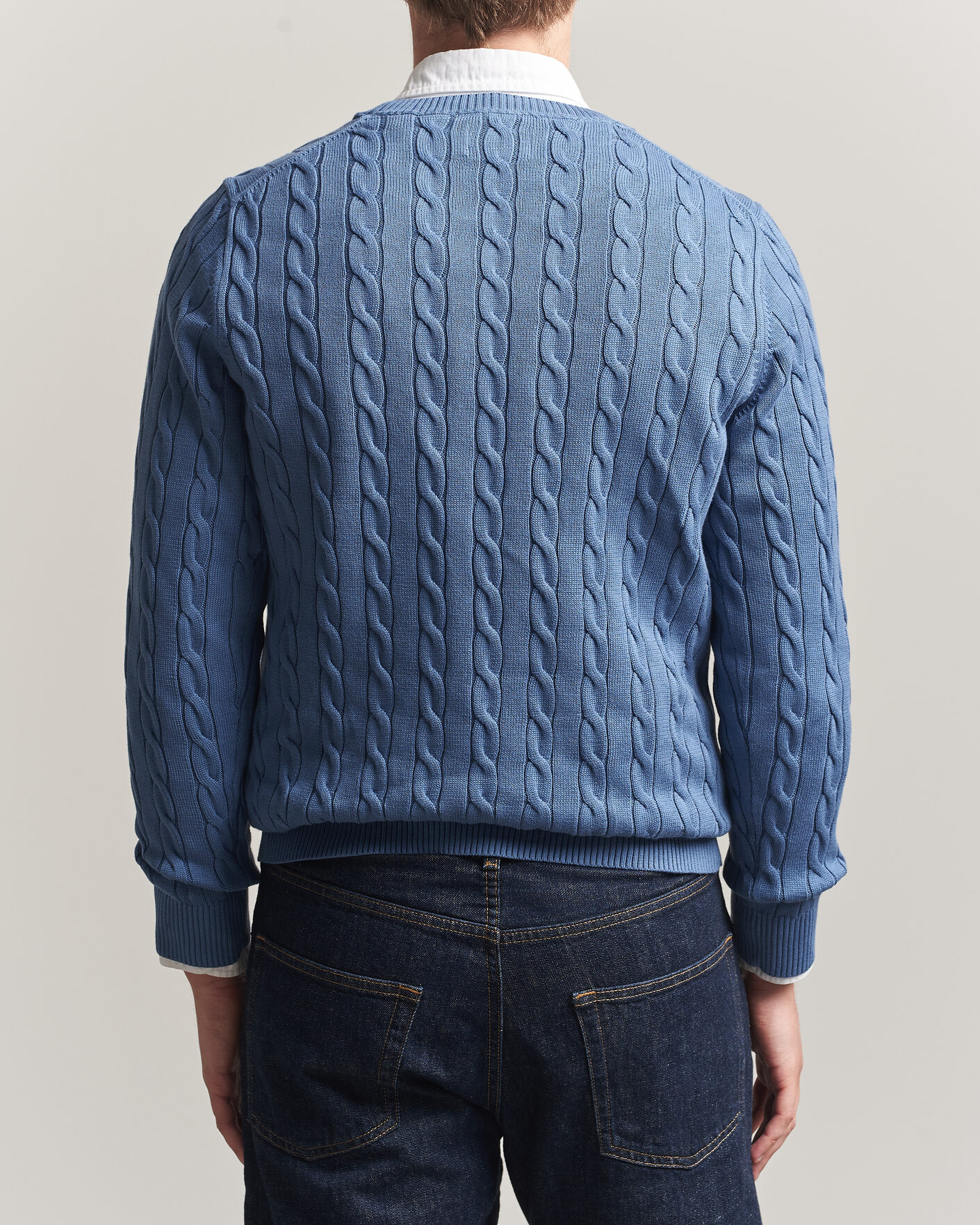 Herr | Tröjor | Gant | Cotton Cable Crew Neck Blue Horizon