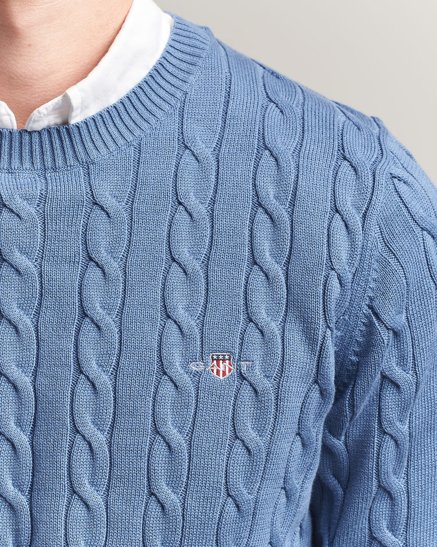 Herr | Tröjor | Gant | Cotton Cable Crew Neck Blue Horizon