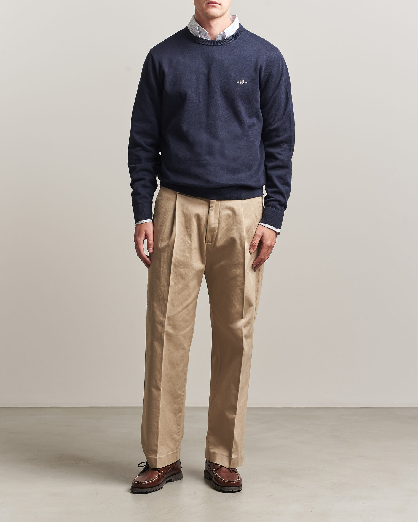 Herr | Tröjor | Gant | Classic Cotton Crew Neck Evening Blue