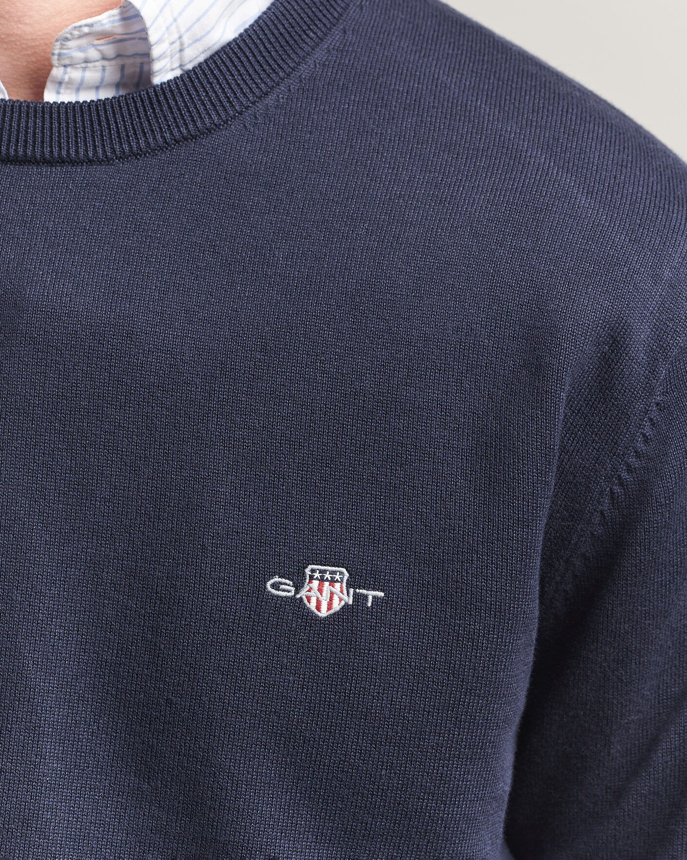 Herr | Tröjor | Gant | Classic Cotton Crew Neck Evening Blue